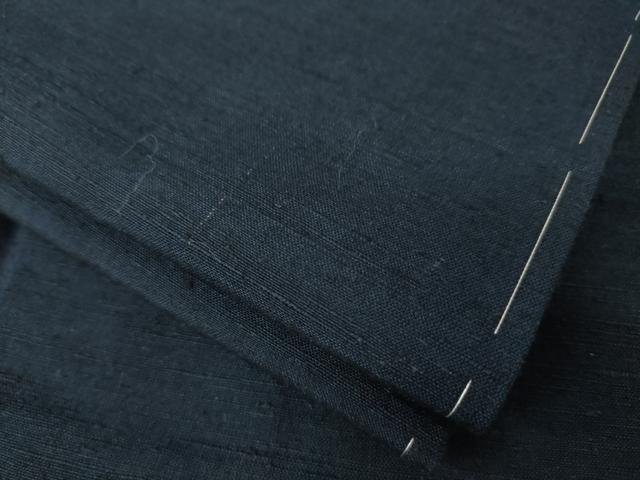 平和屋着物●男性　紬　アンサンブル　色無地　藍鉄色　正絹　逸品　AABM4328ck