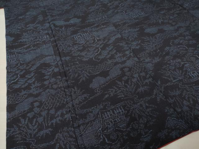 平和屋着物●人間国宝　田中林次　本場結城紬　重要無形文化財　100亀甲　流水風景花文　証紙付き　正絹　逸品　AABM4329ck