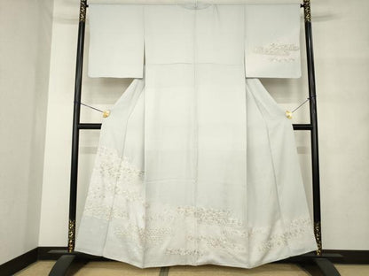 平和屋着物●訪問着　総手刺繍　エ霞花文　暈し染め　正絹　逸品　AABM4330ck