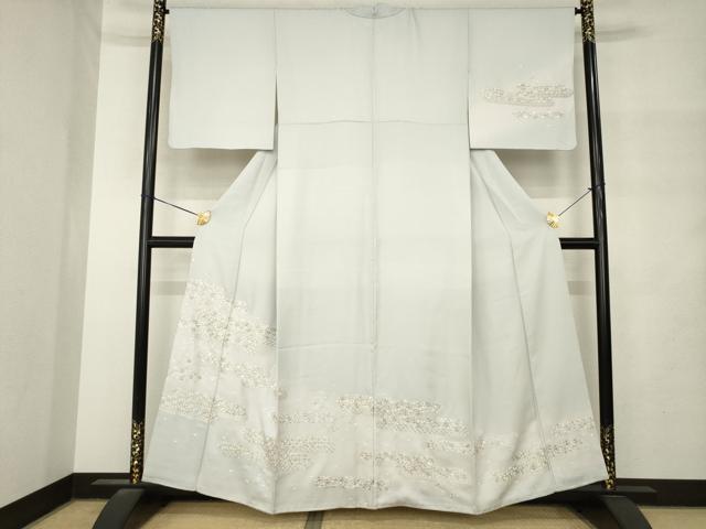 平和屋着物●訪問着　総手刺繍　エ霞花文　暈し染め　正絹　逸品　AABM4330ck