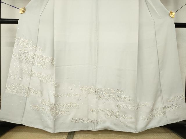 平和屋着物●訪問着　総手刺繍　エ霞花文　暈し染め　正絹　逸品　AABM4330ck