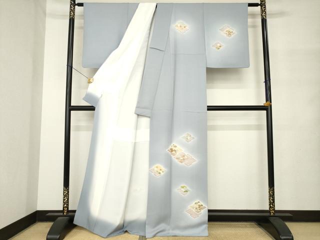 平和屋着物●創業460年・千總　訪問着　松皮菱花文　暈し染め　金彩　反端付き　正絹　逸品　AABM4331ck