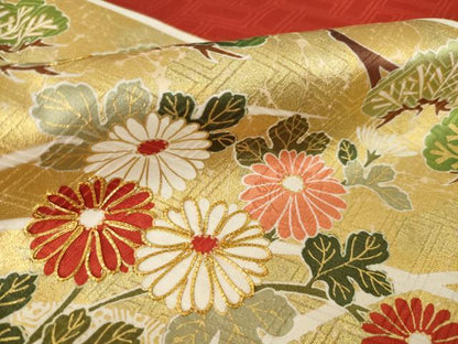 平和屋着物●十日町老舗ブランド　吉澤友禅　吾妻徳穂　振袖　駒刺繍　遠山花文　正絹　逸品　AABM4332ck