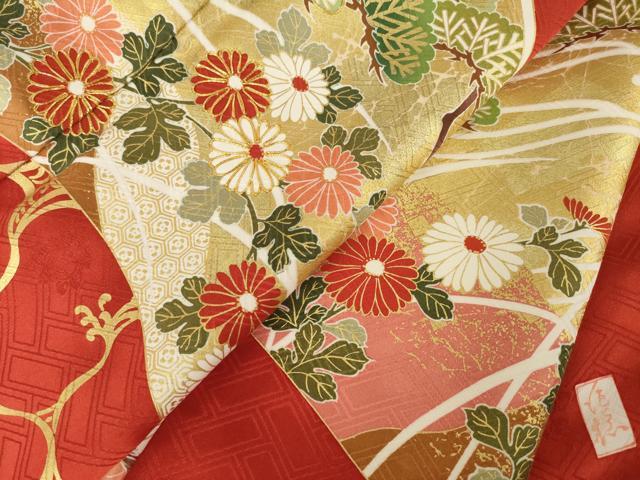 平和屋着物●十日町老舗ブランド　吉澤友禅　吾妻徳穂　振袖　駒刺繍　遠山花文　正絹　逸品　AABM4332ck