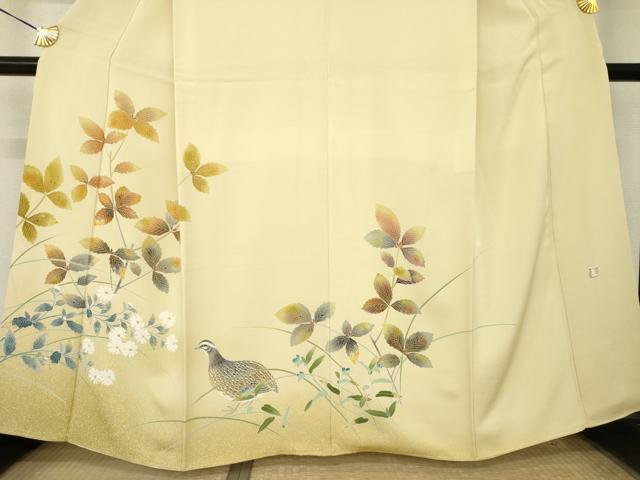 平和屋着物●人間国宝・羽田登喜男　訪問着　花鳥文　正絹　逸品　AABM4335ck