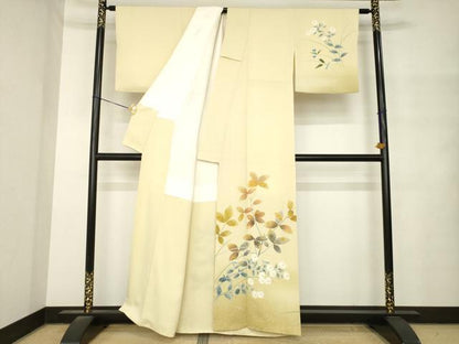 平和屋着物●人間国宝・羽田登喜男　訪問着　花鳥文　正絹　逸品　AABM4335ck
