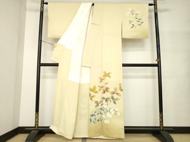 平和屋着物●人間国宝・羽田登喜男　訪問着　花鳥文　正絹　逸品　AABM4335ck