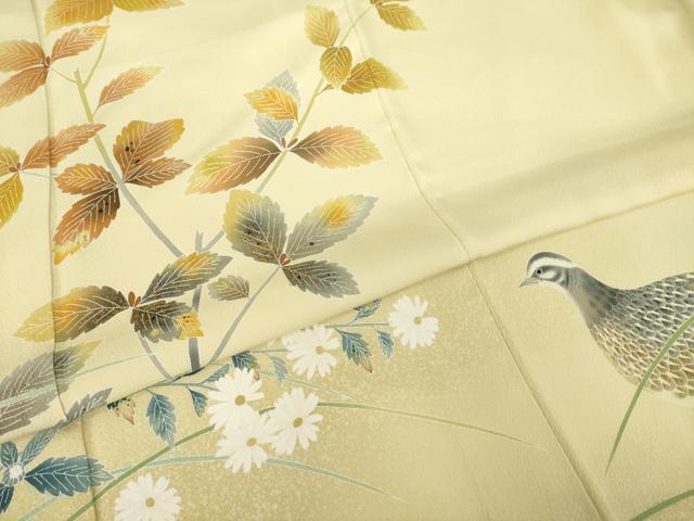 平和屋着物●人間国宝・羽田登喜男　訪問着　花鳥文　正絹　逸品　AABM4335ck