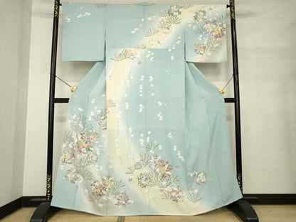 平和屋着物●京友禅作家　中島遥香　訪問着　花つづれ　丹後ちりめん　暈し染め　ふき布・反端付き　正絹　逸品　AABM4336ck