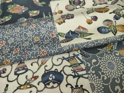 平和屋着物●剣持晃玄　小紋　江戸草木型絵染　色紙重ね花文　正絹　逸品　AABM4337ck