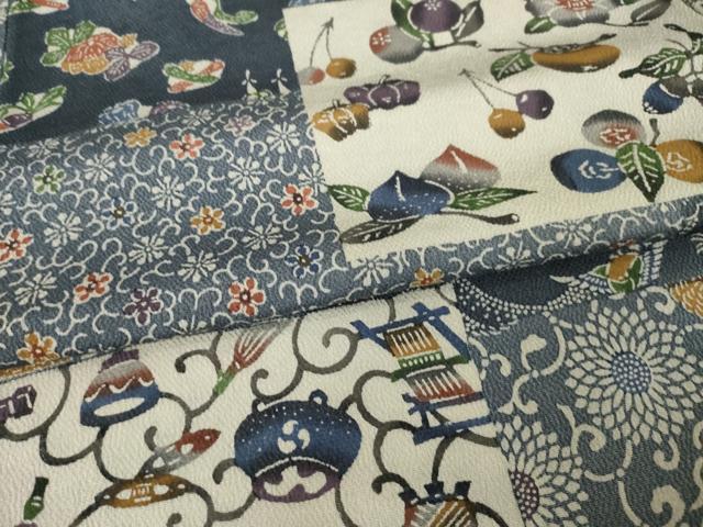 平和屋着物●剣持晃玄　小紋　江戸草木型絵染　色紙重ね花文　正絹　逸品　AABM4337ck