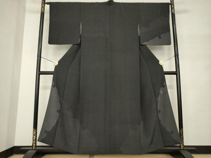 平和屋着物●木村泰士　江戸小紋　訪問着　雪輪重ね文　黒地　正絹　逸品　AABM4338ck