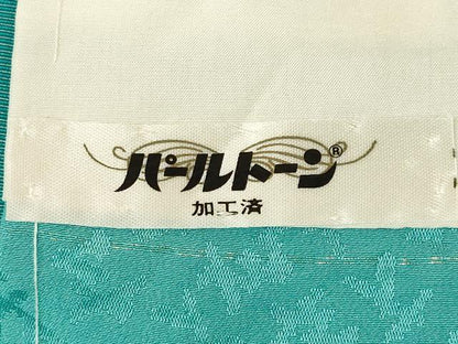平和屋着物●染色の魔術師　染乃座・大久保玄才　そめのざ玄才　色無地　青緑色　銀通し地　正絹　逸品　AABM4342ck