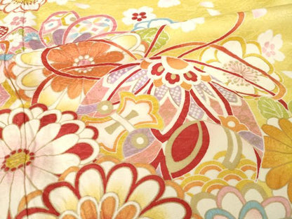 平和屋着物●豪華振袖　花毬文　金彩　銀通し地　ロング丈　正絹　逸品　AABM4343ck