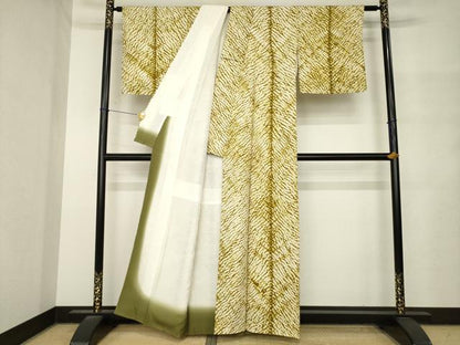 平和屋着物●上質な紬　総絞り　霞文　正絹　逸品　AABM4345ck