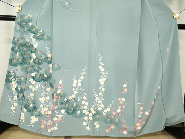 平和屋着物●本加賀友禅作家　金丸充夫　訪問着　松　梅　桐　正絹　逸品　未使用　AABM4347ck