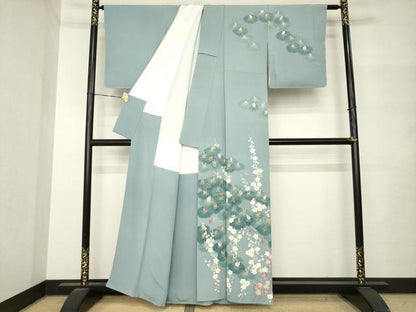 平和屋着物●本加賀友禅作家　金丸充夫　訪問着　松　梅　桐　正絹　逸品　未使用　AABM4347ck