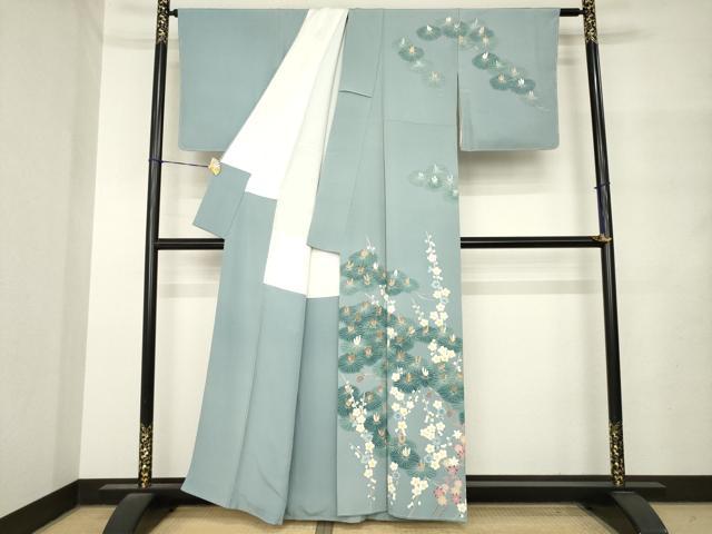 平和屋着物●本加賀友禅作家　金丸充夫　訪問着　松　梅　桐　正絹　逸品　未使用　AABM4347ck