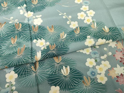 平和屋着物●本加賀友禅作家　金丸充夫　訪問着　松　梅　桐　正絹　逸品　未使用　AABM4347ck