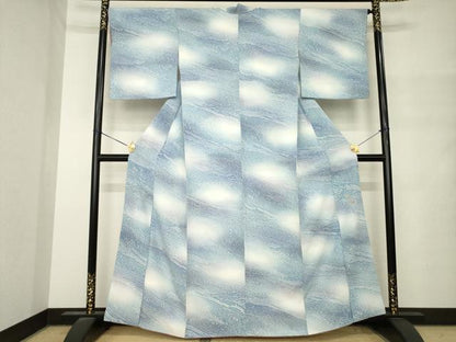 平和屋着物●日展作家　山本唯与志　レリーフ染　小紋　霞文　正絹　逸品　AABM4348ck