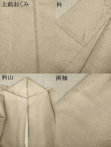 平和屋着物●上質な色無地　草花地紋　白茶色　正絹　逸品　AABM4352ck