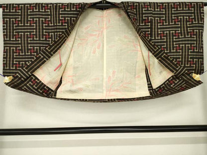 平和屋着物●本場大島紬　龍郷絣　秋名バラ　アンサンブル　正絹　逸品　AABM4353ck