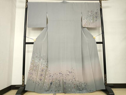 平和屋着物●中国三大刺繍　スワトウ刺繍　汕頭刺繍　総刺繍　訪問着　更紗花文　暈し染め　正絹　逸品　AABM4354ck
