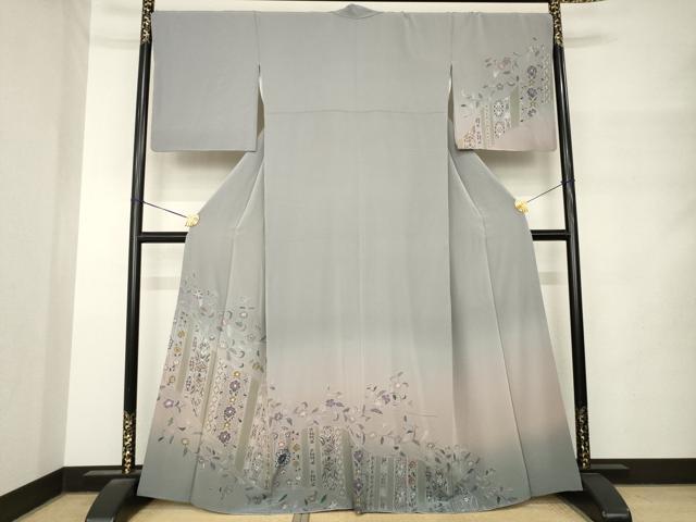 平和屋着物●中国三大刺繍　スワトウ刺繍　汕頭刺繍　総刺繍　訪問着　更紗花文　暈し染め　正絹　逸品　AABM4354ck