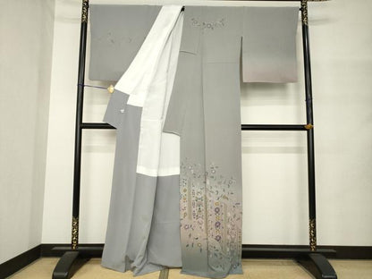 平和屋着物●中国三大刺繍　スワトウ刺繍　汕頭刺繍　総刺繍　訪問着　更紗花文　暈し染め　正絹　逸品　AABM4354ck