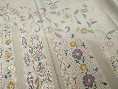 平和屋着物●中国三大刺繍　スワトウ刺繍　汕頭刺繍　総刺繍　訪問着　更紗花文　暈し染め　正絹　逸品　AABM4354ck