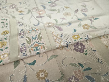 平和屋着物●中国三大刺繍　スワトウ刺繍　汕頭刺繍　総刺繍　訪問着　更紗花文　暈し染め　正絹　逸品　AABM4354ck