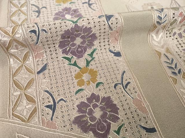 平和屋着物●中国三大刺繍　スワトウ刺繍　汕頭刺繍　総刺繍　訪問着　更紗花文　暈し染め　正絹　逸品　AABM4354ck
