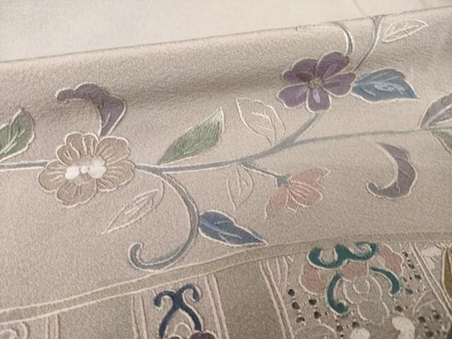 平和屋着物●中国三大刺繍　スワトウ刺繍　汕頭刺繍　総刺繍　訪問着　更紗花文　暈し染め　正絹　逸品　AABM4354ck