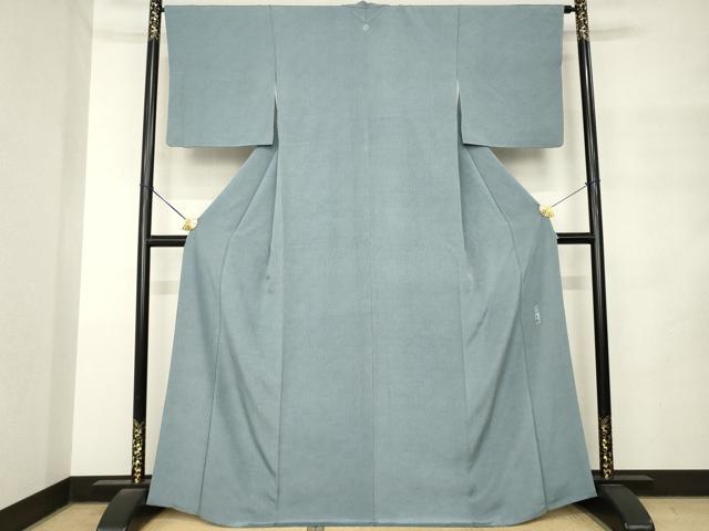 平和屋着物●人間国宝　初代 六谷梅軒(六谷紀久男)錐彫り　重要無形文化　財伊勢型紙　江戸小紋　市松鮫小紋柄　正絹　逸品　AABM4355ck
