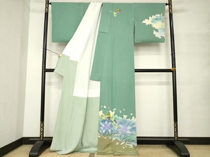 平和屋着物●訪問着　稔雄　風景葡萄蔦草文　ロング丈　正絹　逸品　AABM4356ck