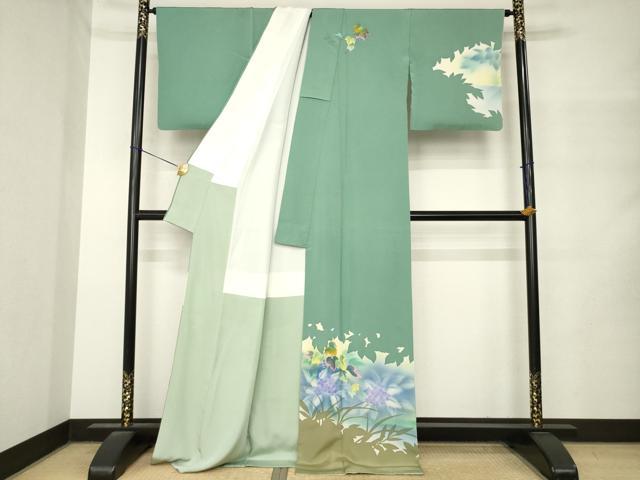 平和屋着物●訪問着　稔雄　風景葡萄蔦草文　ロング丈　正絹　逸品　AABM4356ck