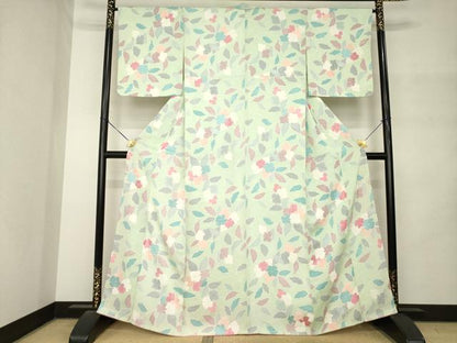 平和屋着物●上質な小紋　花蔦草文　地紋起こし　正絹　逸品　未使用　AABM4357ck