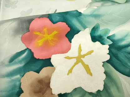 平和屋着物●上質な小紋　地紋起こし　草花文　正絹　逸品　AABM4359ck
