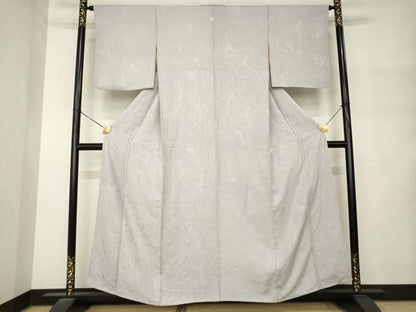 平和屋着物●上質な色無地　墨流し地紋　枯野色　正絹　逸品　AABM4362ck