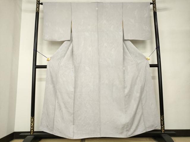 平和屋着物●上質な色無地　墨流し地紋　枯野色　正絹　逸品　AABM4362ck