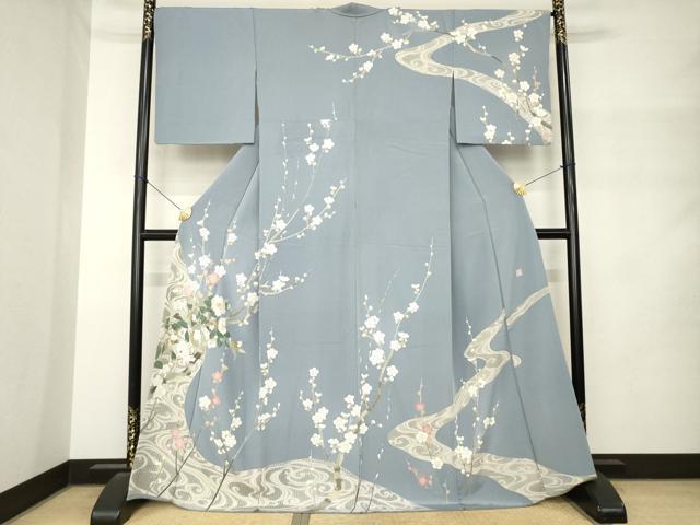 平和屋着物●訪問着　作家物　刺繍　枝花文　正絹　逸品　AABM4363ck