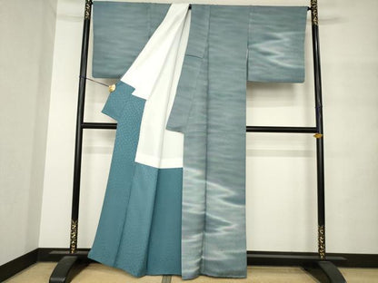 平和屋着物●染色工芸作家　本郷葵虹　訪問着　霞文　暈し染め　正絹　逸品　AABM4367ck
