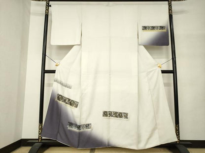 平和屋着物●訪問着　レース　花唐草文　暈し染め　金糸　金彩　正絹　逸品　AABM4368ck
