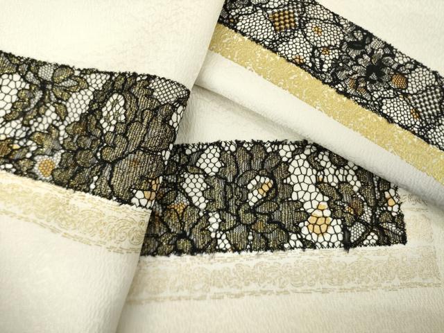 平和屋着物●訪問着　レース　花唐草文　暈し染め　金糸　金彩　正絹　逸品　AABM4368ck
