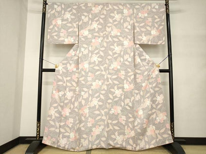 平和屋着物●上質な小紋　地紋起こし　花蔦草文　正絹　逸品　未使用　AABM4370ck