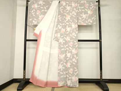 平和屋着物●上質な小紋　地紋起こし　花蔦草文　正絹　逸品　未使用　AABM4370ck