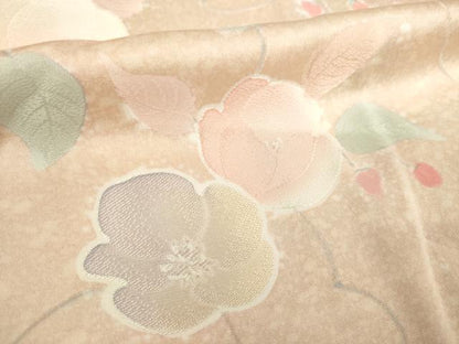 平和屋着物●上質な小紋　地紋起こし　花唐草文　ロング丈　正絹　逸品　AABM4371ck