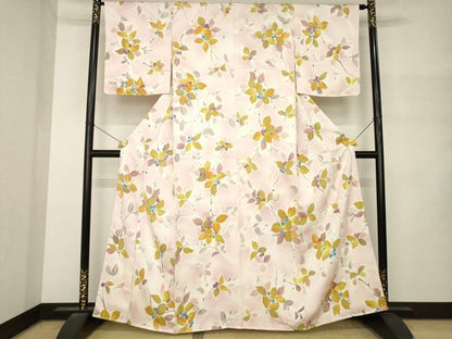平和屋着物●上質な小紋　枝花文　正絹　逸品　AABM4374ck