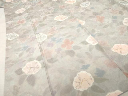 平和屋着物●上質な小紋　地紋起こし　草花文　暈し染め　ロング丈　正絹　逸品　AABM4376ck