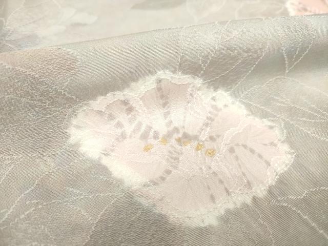 平和屋着物●上質な小紋　地紋起こし　草花文　暈し染め　ロング丈　正絹　逸品　AABM4376ck